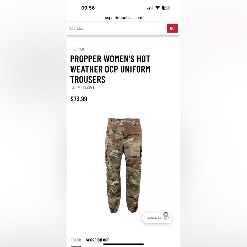 NWT OCP IHWCU hot weather pant size SS